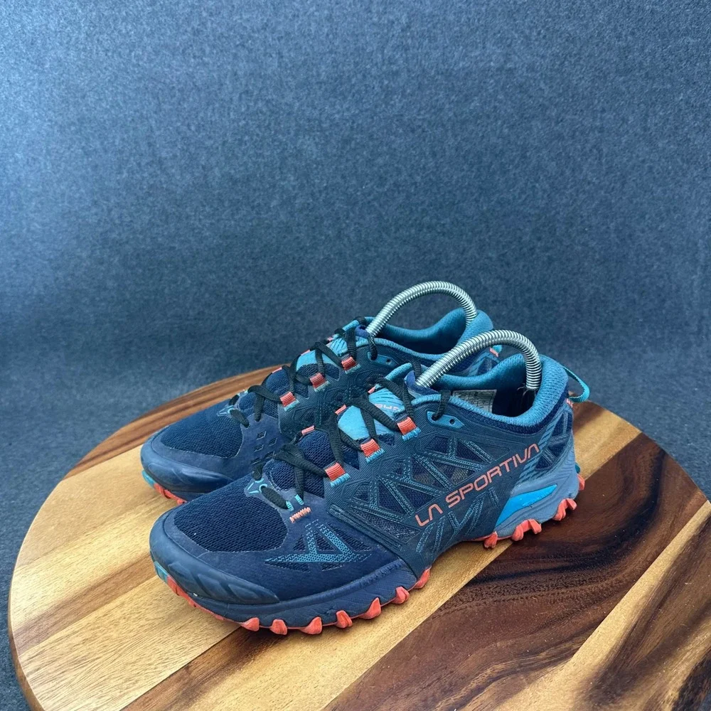 La Sportiva Bushido III Deep Sea/Cherry Tomato Trail Shoes Mens Size 8 3162-V
